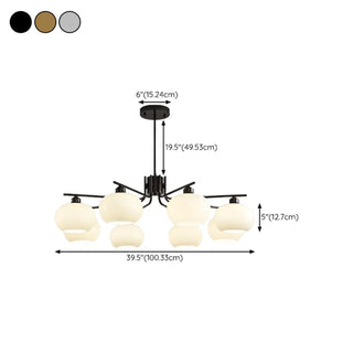 ZOWALA - Adjustable Height Modern White Glass Globe Chandelier Image - 31