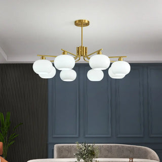 ZOWALA - Adjustable Height Modern White Glass Globe Chandelier Image - 5