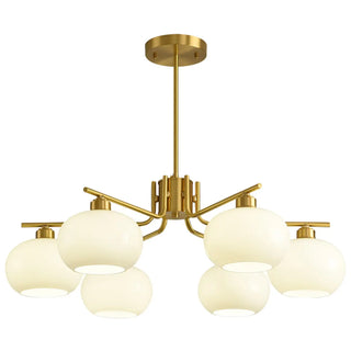 ZOWALA - Adjustable Height Modern White Glass Globe Chandelier Image - 6