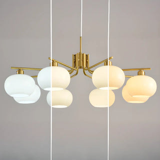 ZOWALA - Adjustable Height Modern White Glass Globe Chandelier Image - 7