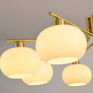 ZOWALA - Adjustable Height Modern White Glass Globe Chandelier Image - 8
