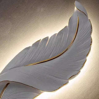 Elegant Feather White Metal LED Wall Sconce Zawala Image - 11