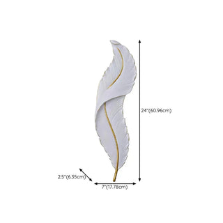 Elegant Feather White Metal LED Wall Sconce Zawala #size