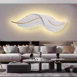 Elegant Feather White Metal LED Wall Sconce Zawala Image - 3