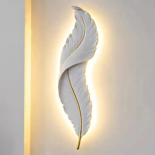 Elegant Feather White Metal LED Wall Sconce Zawala Image - 4