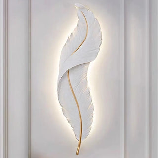 Elegant Feather White Metal LED Wall Sconce Zawala Image - 6