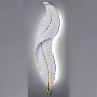 Elegant Feather White Metal LED Wall Sconce Zawala Image - 7
