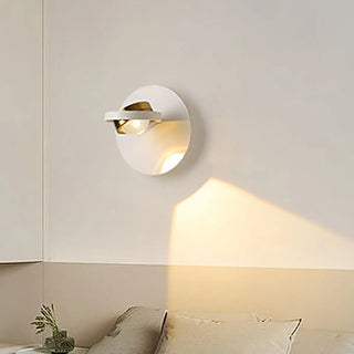 Modern White Circular Rotating Reading Wall Sconce Zawala Image - 2