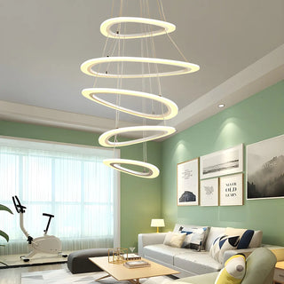 ZOWALA - Modern Dining Room White Acrylic LED Ring Chandelier Image - 1