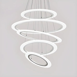 ZOWALA - Modern Dining Room White Acrylic LED Ring Chandelier Image - 10