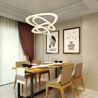 ZOWALA - Modern Dining Room White Acrylic LED Ring Chandelier Image - 2