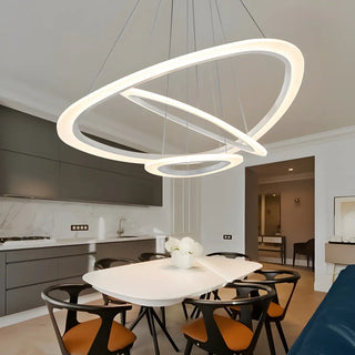 ZOWALA - Modern Dining Room White Acrylic LED Ring Chandelier Image - 3