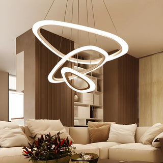 ZOWALA - Modern Dining Room White Acrylic LED Ring Chandelier Image - 4