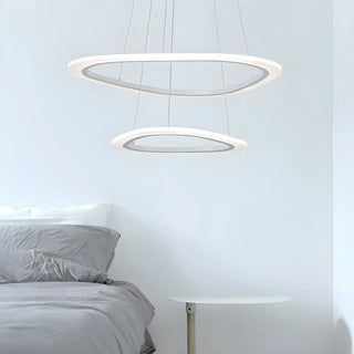 ZOWALA - Modern Dining Room White Acrylic LED Ring Chandelier Image - 5