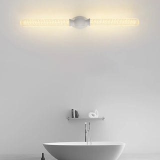 White Linear Clear Glass Bathroom Decor Vanity Light Zawala Image - 1