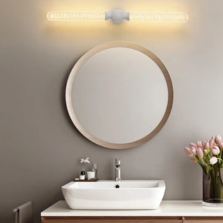 White Linear Clear Glass Bathroom Decor Vanity Light Zawala Image - 2