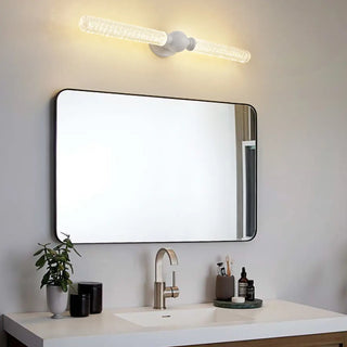 White Linear Clear Glass Bathroom Decor Vanity Light Zawala Image - 3