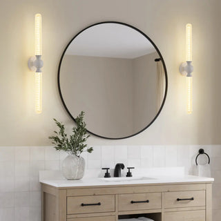 White Linear Clear Glass Bathroom Decor Vanity Light Zawala Image - 4