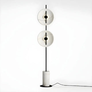 Dual White Marble Disc Modern LED Black Floor Lamp Zawala Image - 11