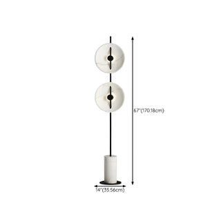 Dual White Marble Disc Modern LED Black Floor Lamp Zawala #size