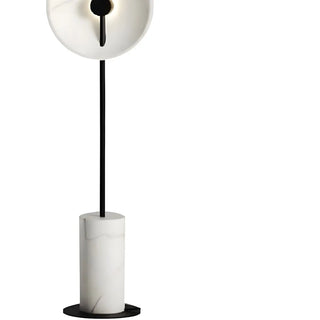 Dual White Marble Disc Modern LED Black Floor Lamp Zawala Image - 7