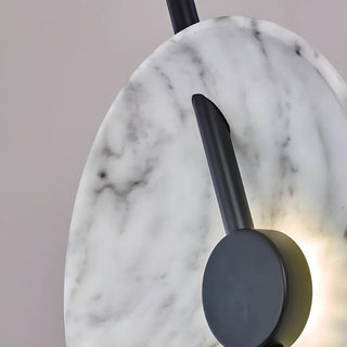 Dual White Marble Disc Modern LED Black Floor Lamp Zawala Image - 8