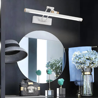 Modern White Metal Linear Swing Arm LED Vanity Light Zawala Image - 5