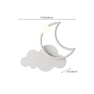 Kid's Room Creative White Moon Metal LED Wall Sconce Zawala #size