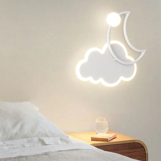 Kid's Room Creative White Moon Metal LED Wall Sconce Zawala Image - 3