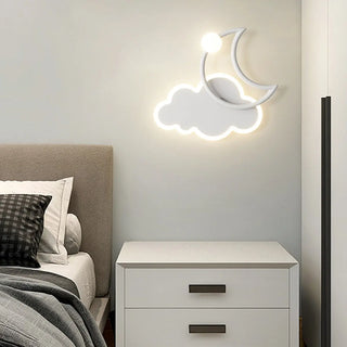 Kid's Room Creative White Moon Metal LED Wall Sconce Zawala Image - 4
