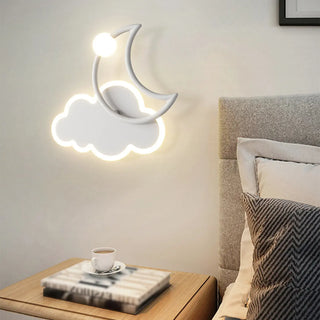Kid's Room Creative White Moon Metal LED Wall Sconce Zawala Image - 5
