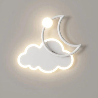 Kid's Room Creative White Moon Metal LED Wall Sconce Zawala Image - 9