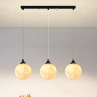 Modern Saturn Planet White Linear Dining Room Pendant Light Zawala Image - 1