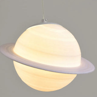 Modern Saturn Planet White Linear Dining Room Pendant Light Zawala Image - 10