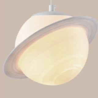 Modern Saturn Planet White Linear Dining Room Pendant Light Zawala Image - 11