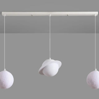 Modern Saturn Planet White Linear Dining Room Pendant Light Zawala Image - 15