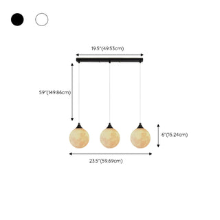 Modern Saturn Planet White Linear Dining Room Pendant Light Zawala #size