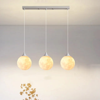 Modern Saturn Planet White Linear Dining Room Pendant Light Zawala Image - 2