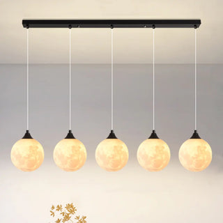 Modern Saturn Planet White Linear Dining Room Pendant Light Zawala Image - 5
