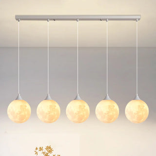 Modern Saturn Planet White Linear Dining Room Pendant Light Zawala Image - 6