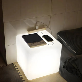 ZOWALA - Durable Modern White Square Bedside LED Floor Lamp Image - 4