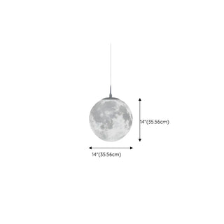 ZOWALA - Modern White 3D Moon Globe Bedroom Pendant Light Image - 15