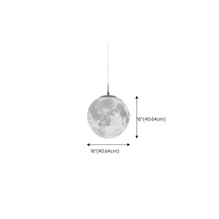 ZOWALA - Modern White 3D Moon Globe Bedroom Pendant Light Image - 16
