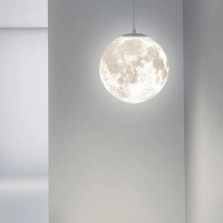 ZOWALA - Modern White 3D Moon Globe Bedroom Pendant Light Image - 5