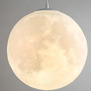 ZOWALA - Modern White 3D Moon Globe Bedroom Pendant Light Image - 7