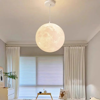 ZOWALA - Modern White 3D Moon Bedroom Lunar Surface Pendant Light Image - 1