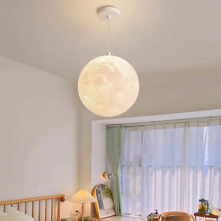 ZOWALA - Modern White 3D Moon Bedroom Lunar Surface Pendant Light Image - 2