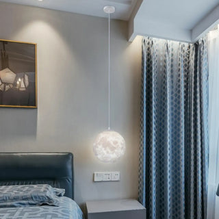 ZOWALA - Modern White 3D Moon Bedroom Lunar Surface Pendant Light Image - 3