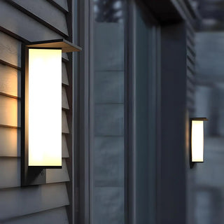 Modern Black Metal Geometric Outdoor LED Wall Light Zawala Image - 2