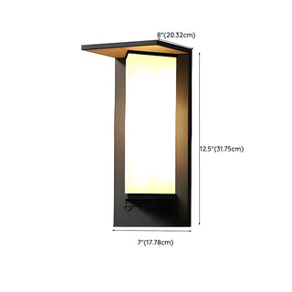 Modern Black Metal Geometric Outdoor LED Wall Light Zawala #size
